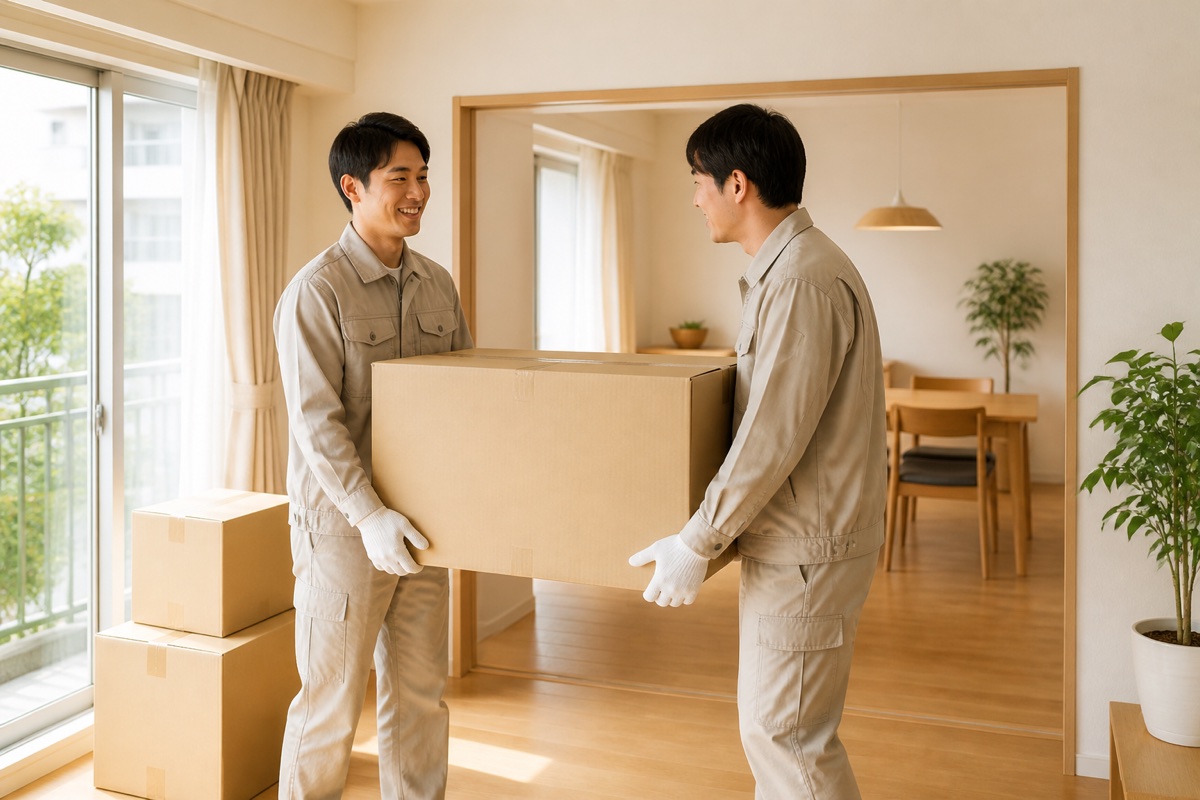 引越しの荷物を運ぶスタッフ